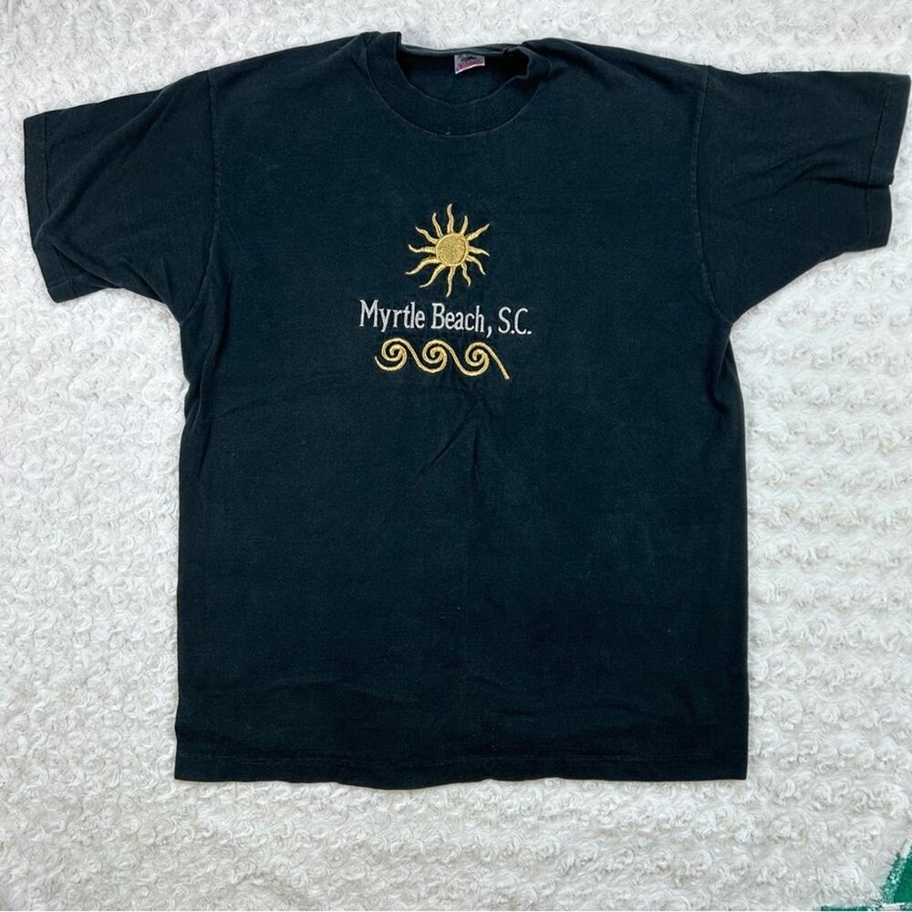 Vintage 90’s Myrtle Beach SC souvenir black tshirt fruit of the loop XL - Picture 2 of 7
